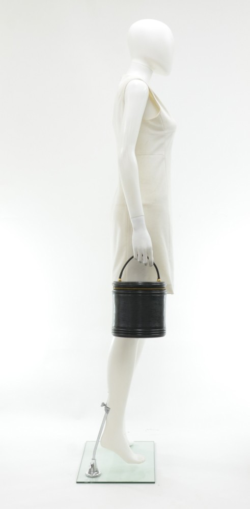 LOUIS VUITTON Louis Vuitton Epi Cannes Silver/Black M55316 Women's Leather  Handbag