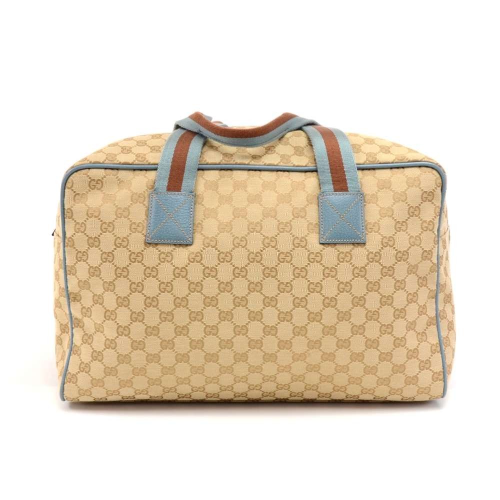 Vintage Gucci beige brown GG monogram jacquard and leather combo
