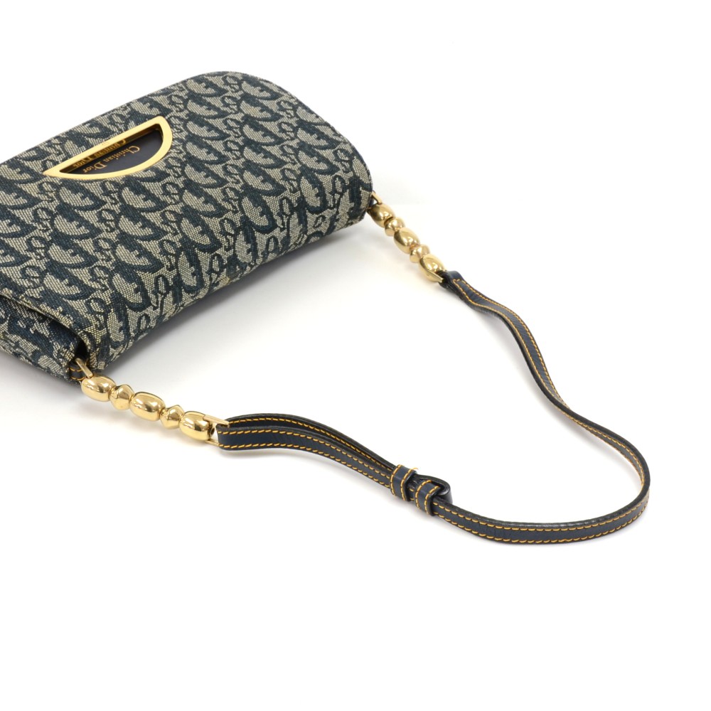 Dior Christian Dior Maris Pearl Navy Monogram Canvas Flap Shoulder