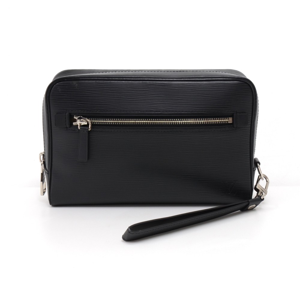 Louis Vuitton Black Leather LV Envelope Carryall Clutch Bag