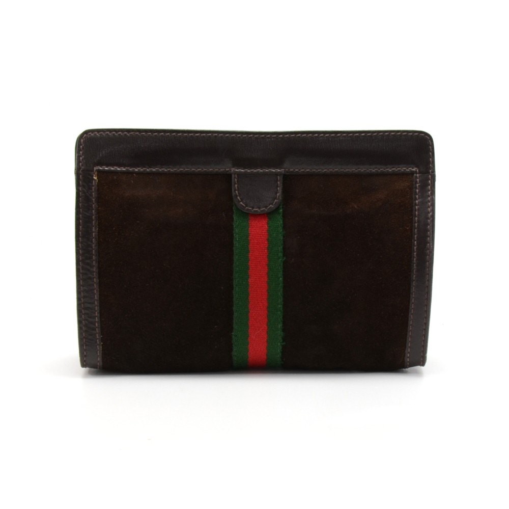 Gucci Vintage Gucci Parfums Collection Brown Suede Leather Clutch Bag