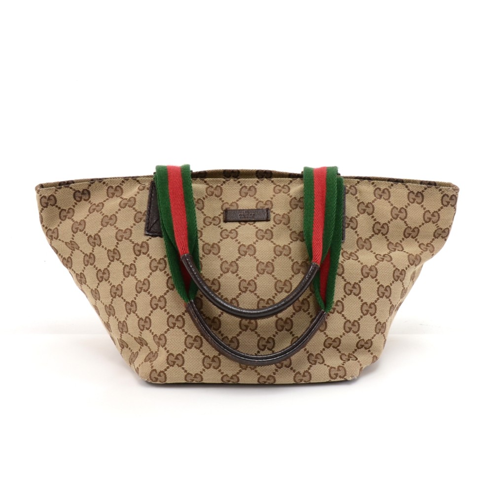 Authentic Gucci Brown GG Fabric Canvas Tote Bag