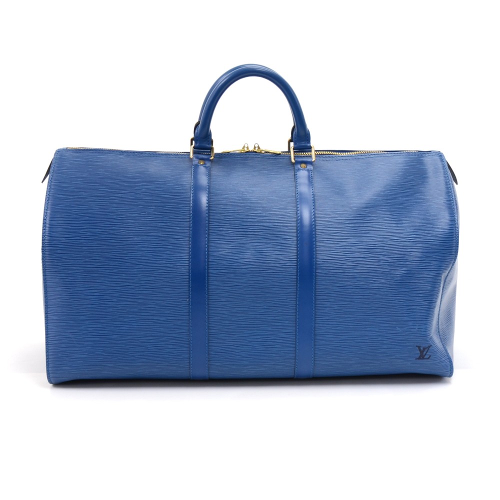 Louis Vuitton Toledo Blue Epi Leather Keepall 50 duffle bag ref