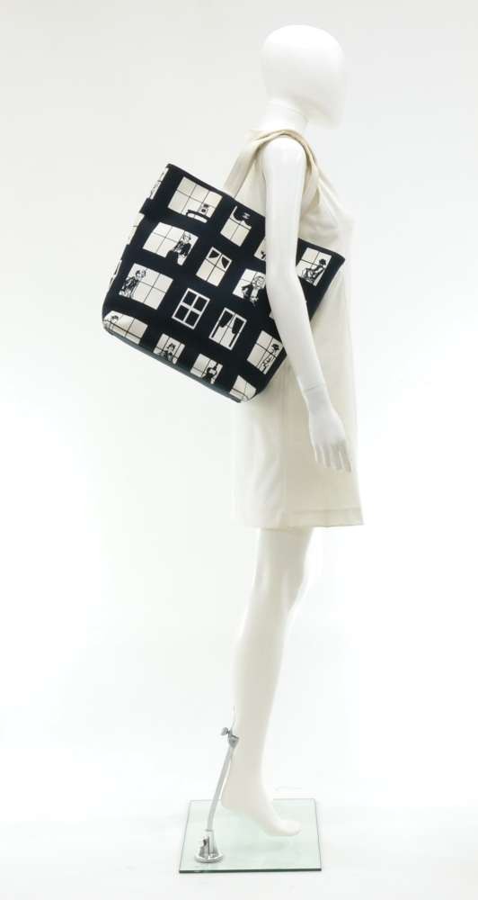 Chanel Chanel Coco Window Black & White Canvas Tote Bag