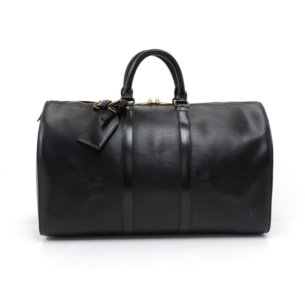 The beautiful Louis Vuitton Keepall travel bag 45 black epi