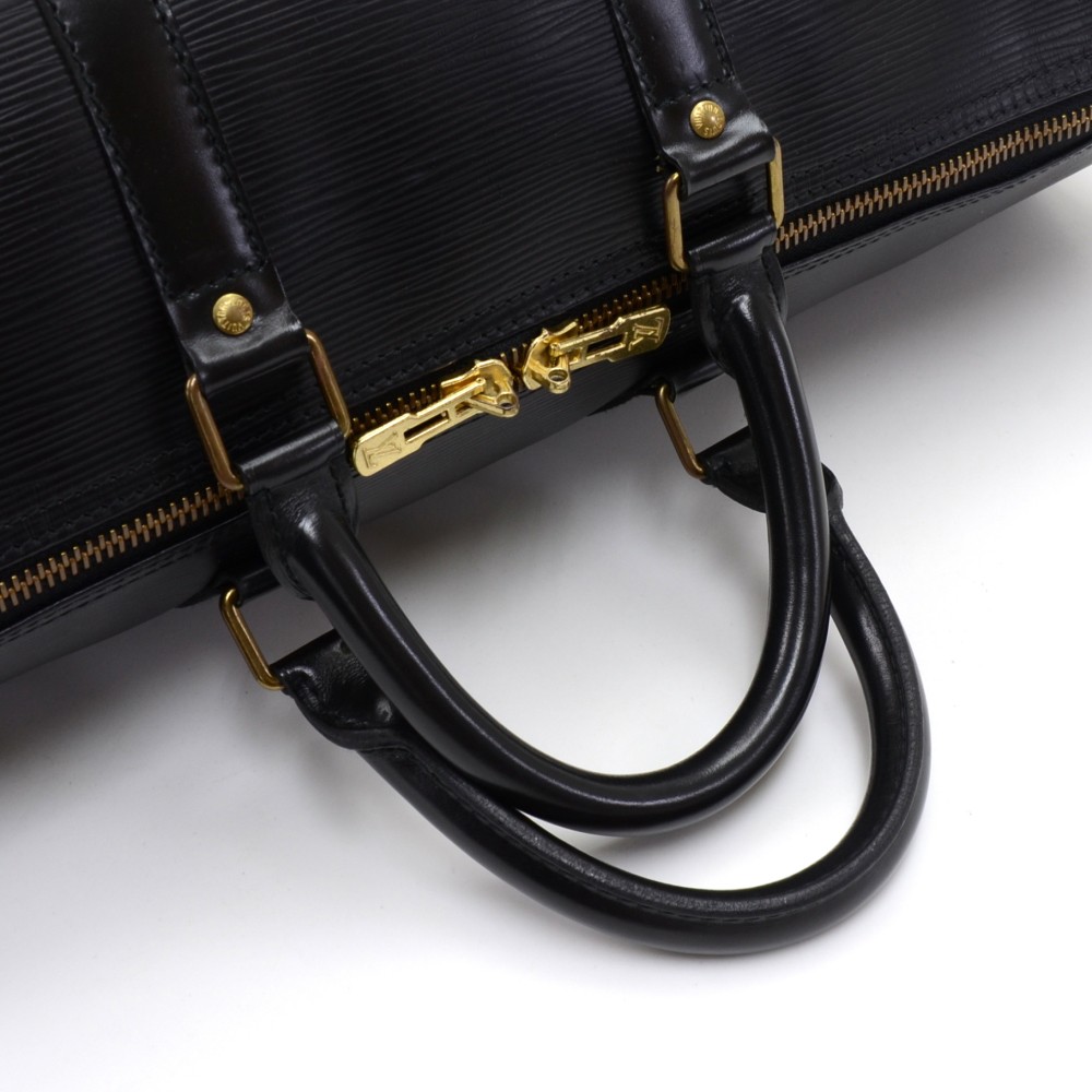 Used Black Louis Vuitton Noir Epi Keepall 45cm Model Number M59152
