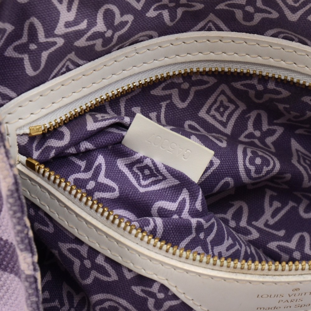 Louis Vuitton Purple Monogram Tahitienne Cabas PM White Leather Cloth Cloth  ref.131163 - Joli Closet