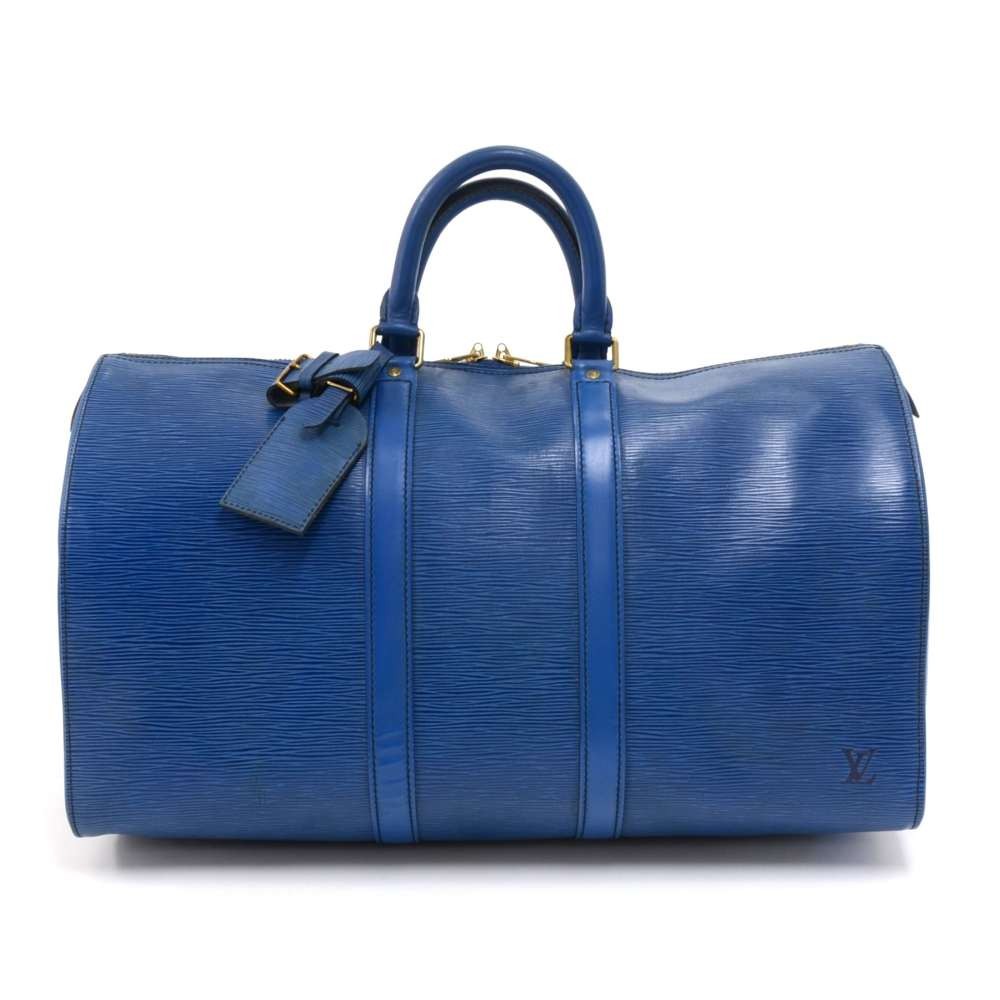 Leather weekend bag Louis Vuitton Blue in Leather - 35704933