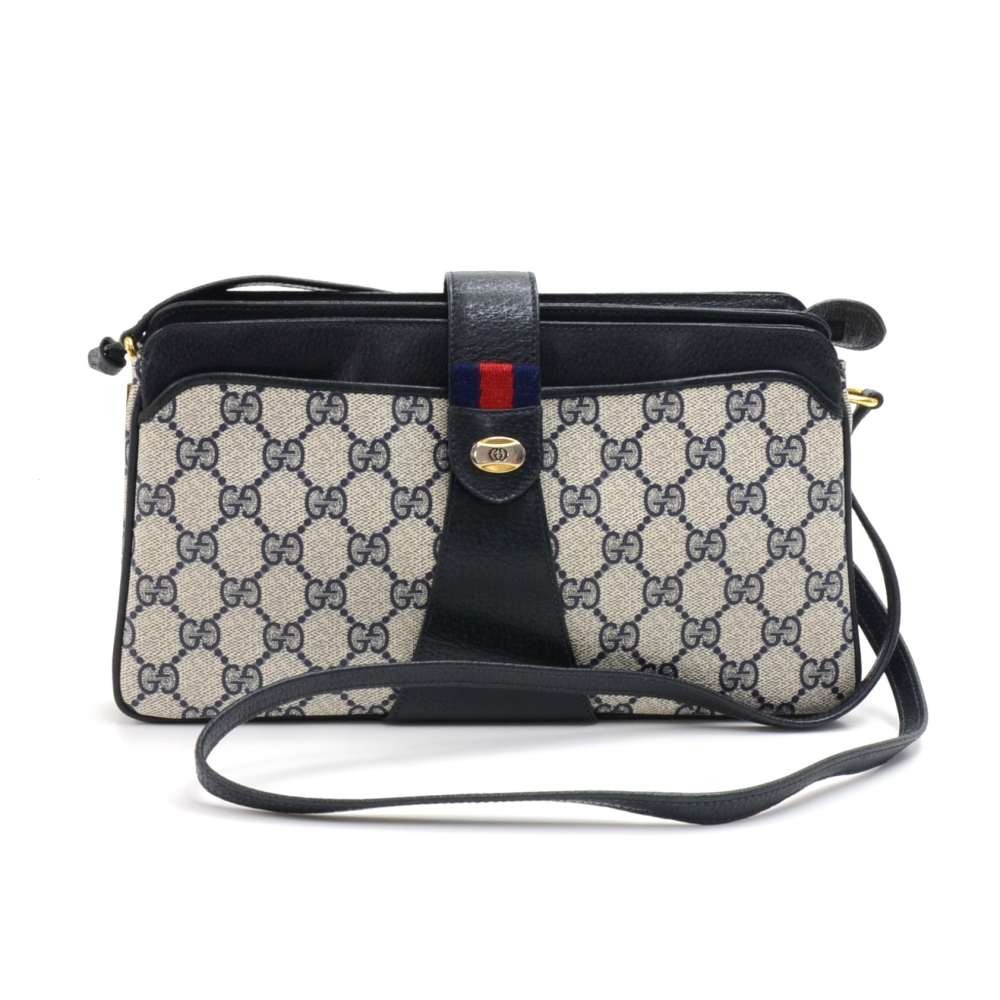 Gucci Vintage Gucci Accessory Collection Navy GG Supreme Coated