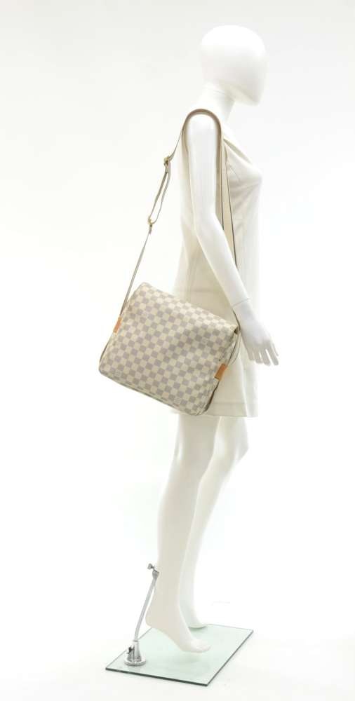 LOUIS VUITTON Naviglio Damier Azur shoulder bag PVC leather white