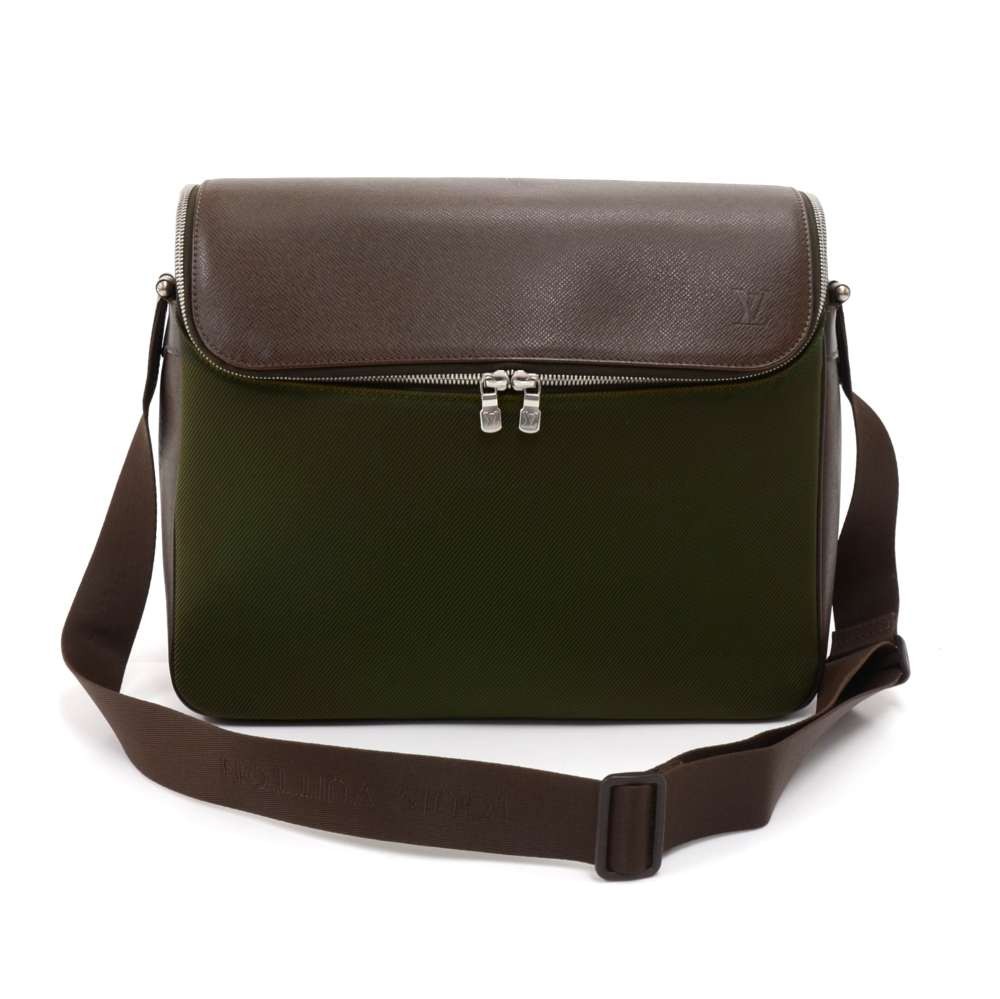 Louis Vuitton, Bags, Louis Vuitton Black Green Taiga Messenger Bag
