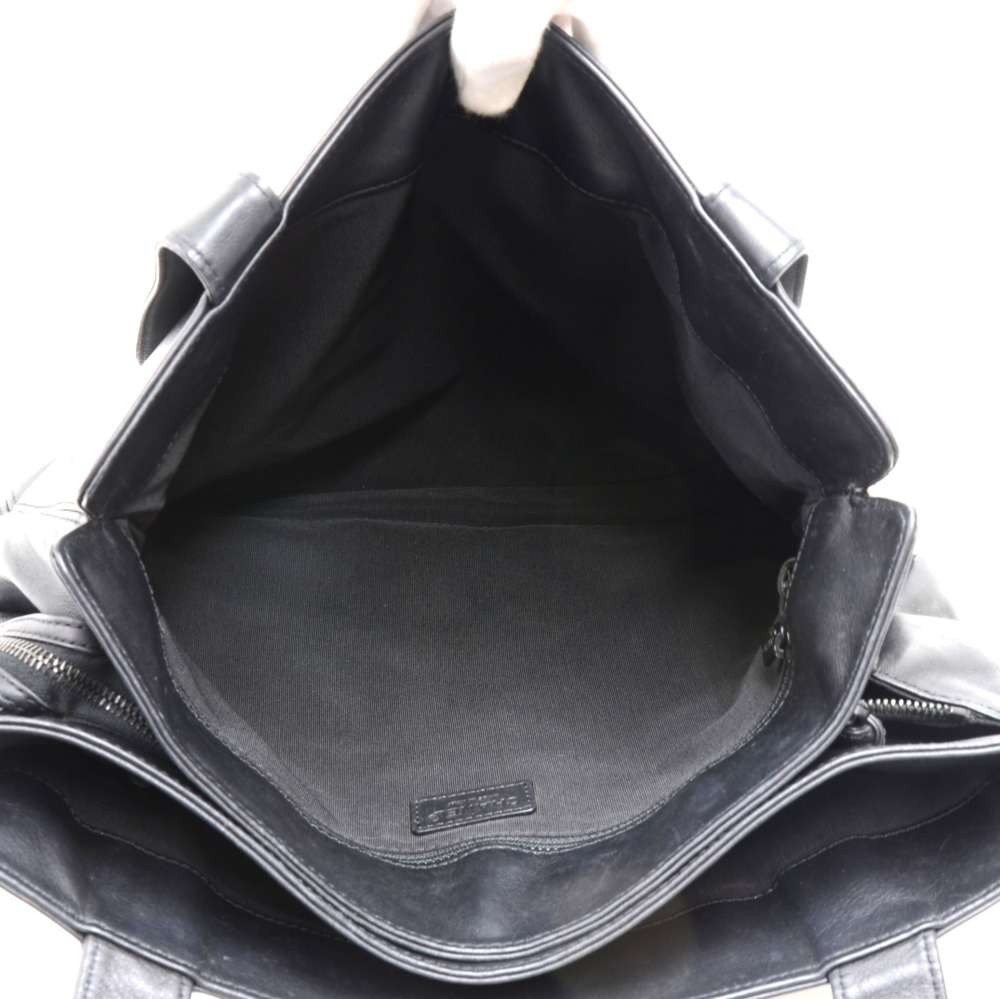 Chanel Chanel Black Calfskin Leather Multi Compartment & Pocket Tote