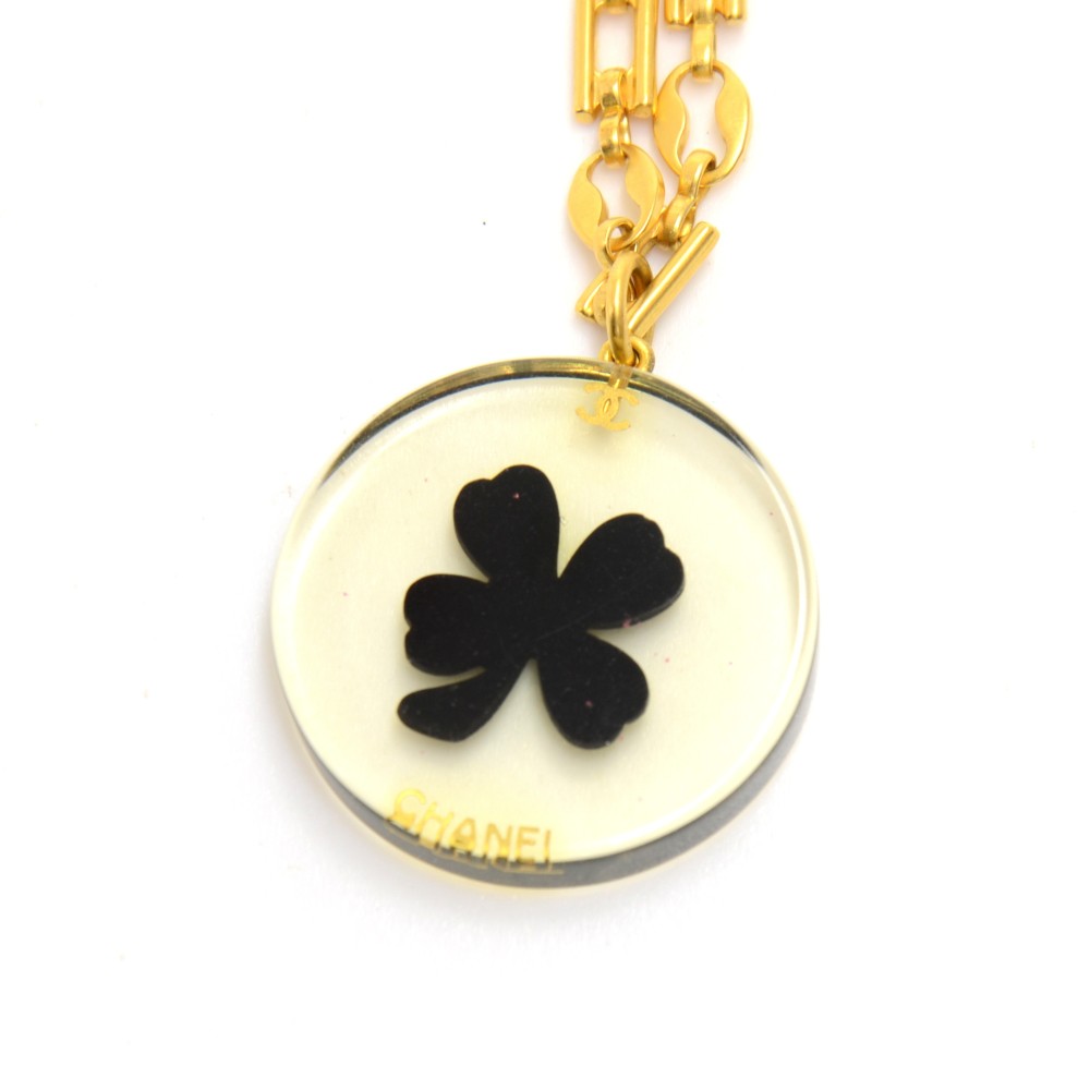Chanel Resin Clover Pendant Necklace