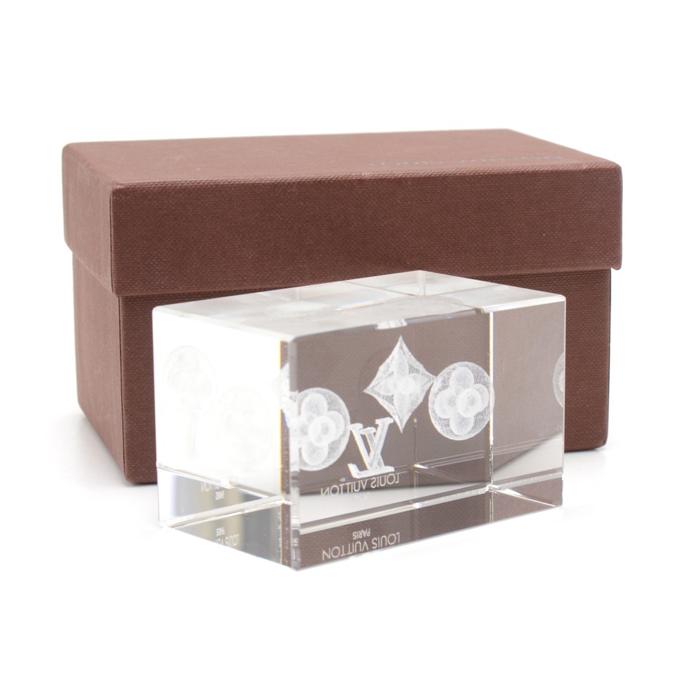 Louis Vuitton Clear Monogram Flower Glass design Dice set Novelty with box