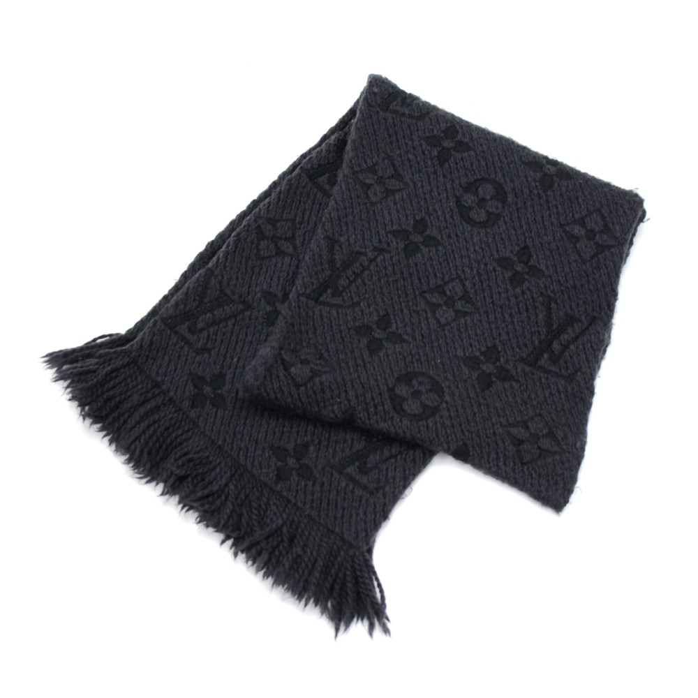 Louis Vuitton Scarf Escharp Galaxy M77381 Gray Black Wool Women's