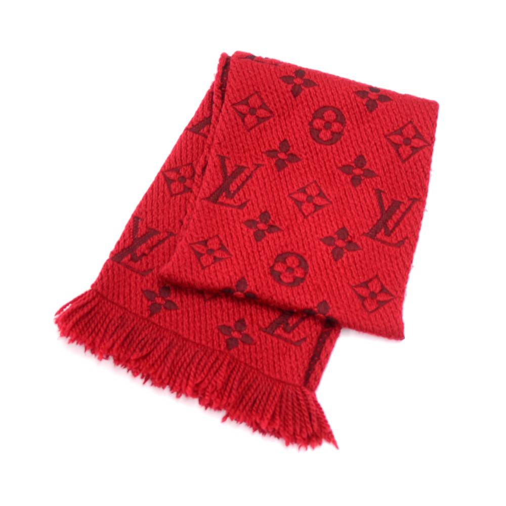 Louis Vuitton Red Logomania Wool Scarf Silk Cloth ref.421592
