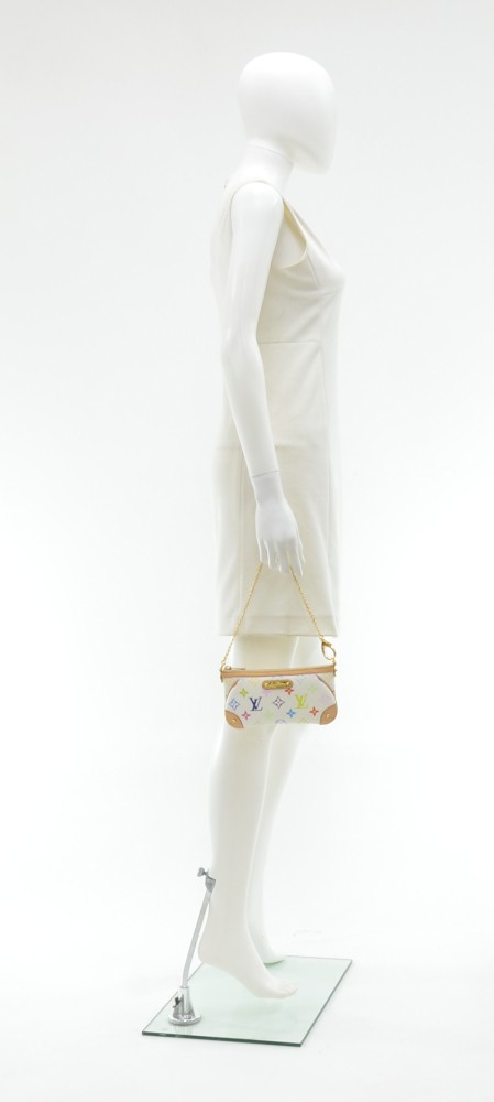 Louis Vuitton White Monogram Multicolore Pochette Milla MM Cloth ref.923183  - Joli Closet