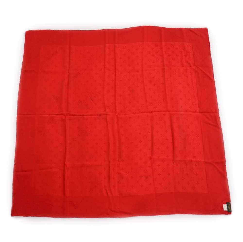 Louis Vuitton hair band scarf red silk monogram 120×8cm Used Japan Fedex