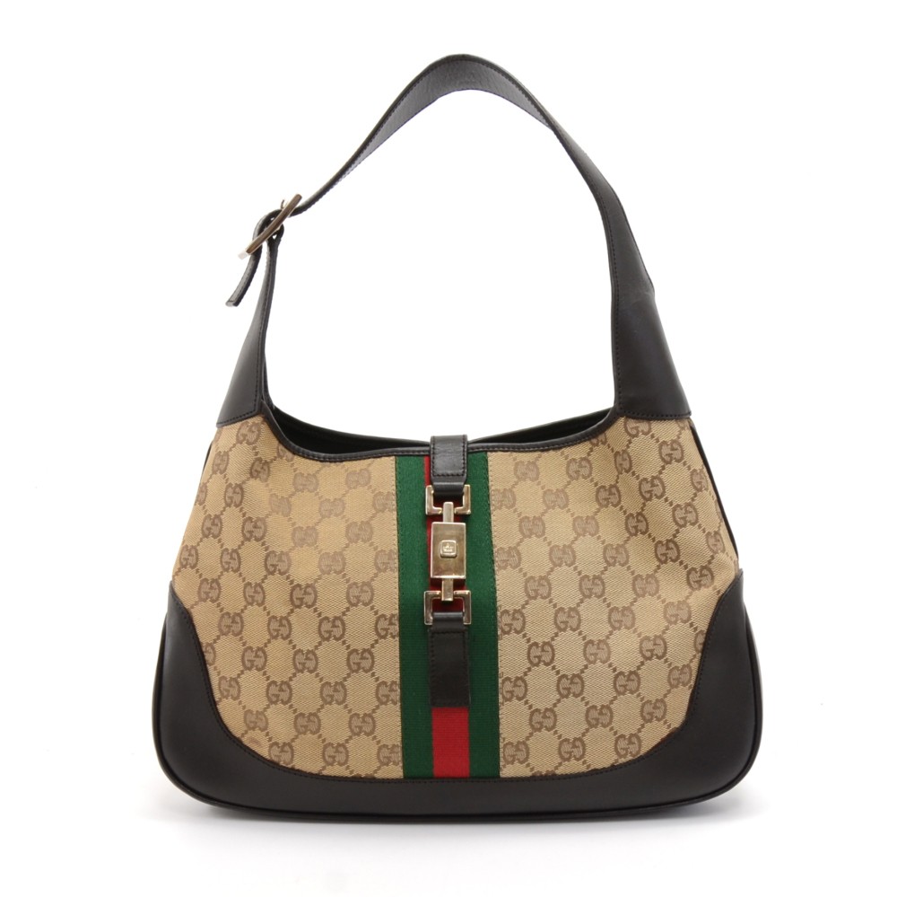Gucci Italy. Jackie Striped Shoulder Bag