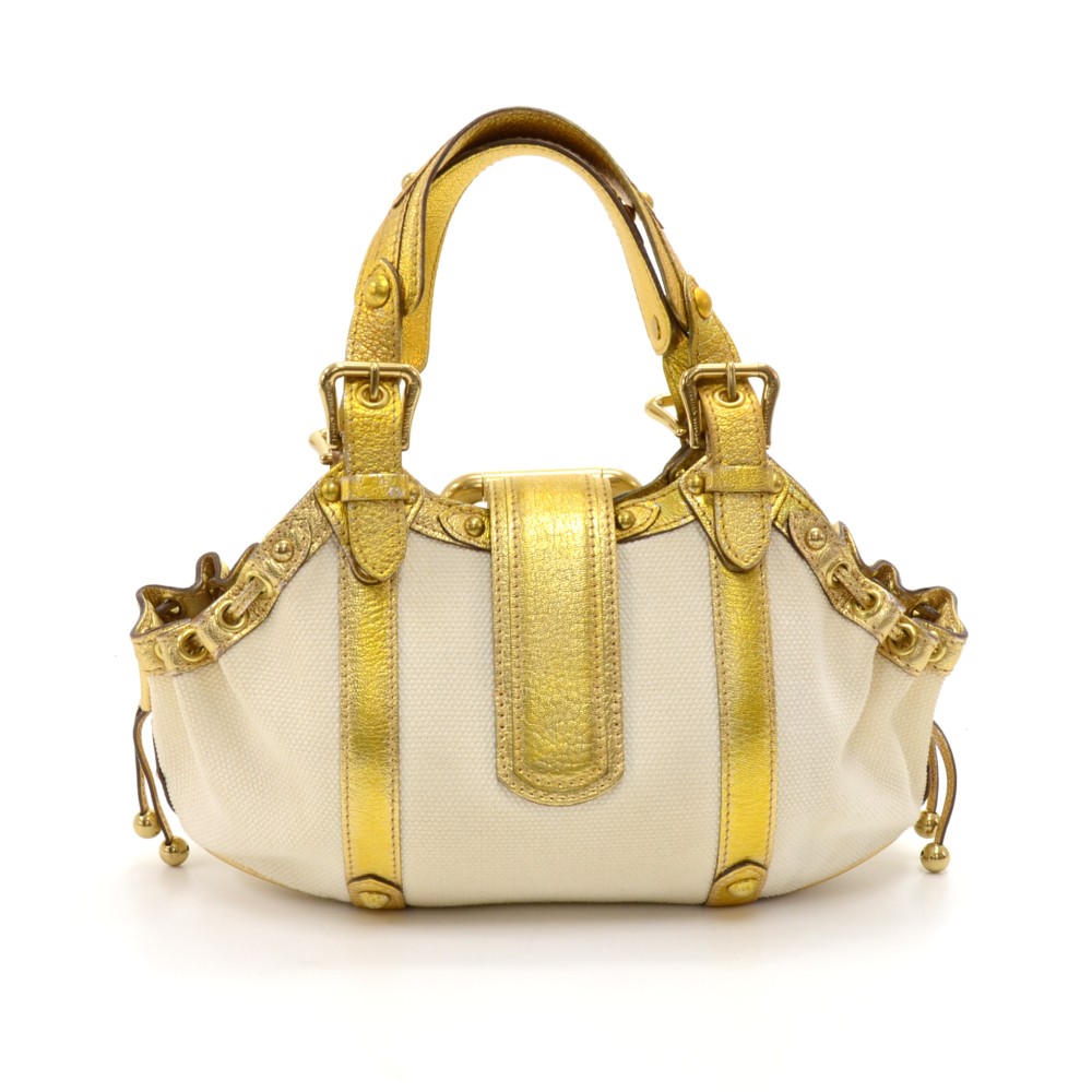 Theda cloth handbag Louis Vuitton Gold in Cloth - 16556316