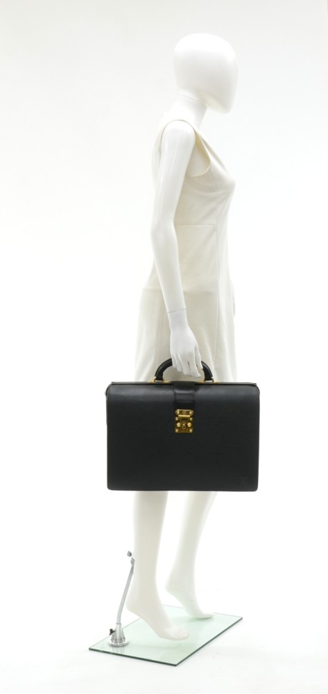 LOUIS VUITTON Noir Serviette Fermoir Briefcase / Doctor Bag - Made In  France
