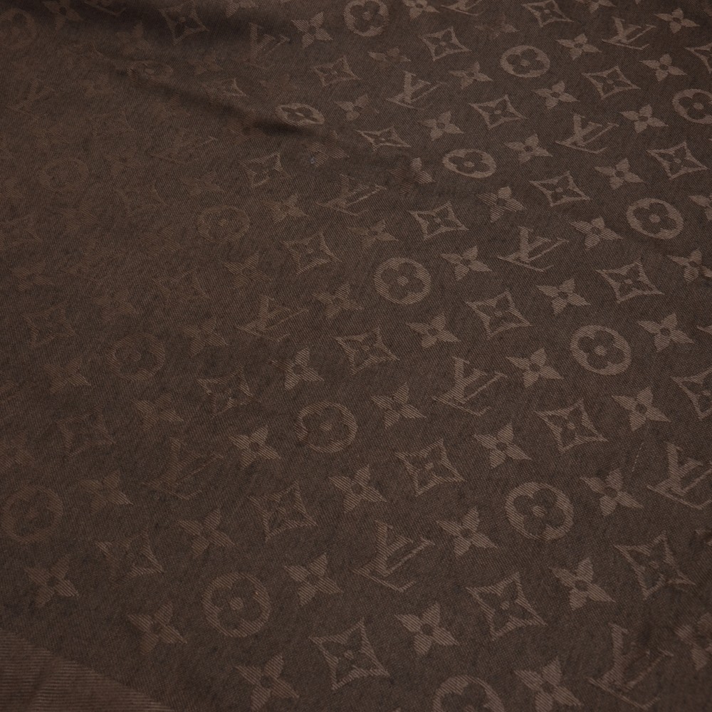 Louis Vuitton Louis Vuitton Dark Brown Logomania Monogram Silk & Wool ...