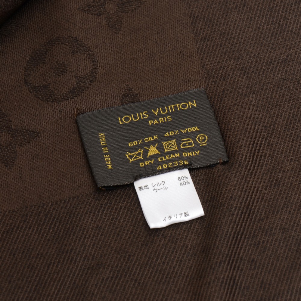 Louis Vuitton Brown Logomania Wool Scarf Dark brown Silk Cloth ref