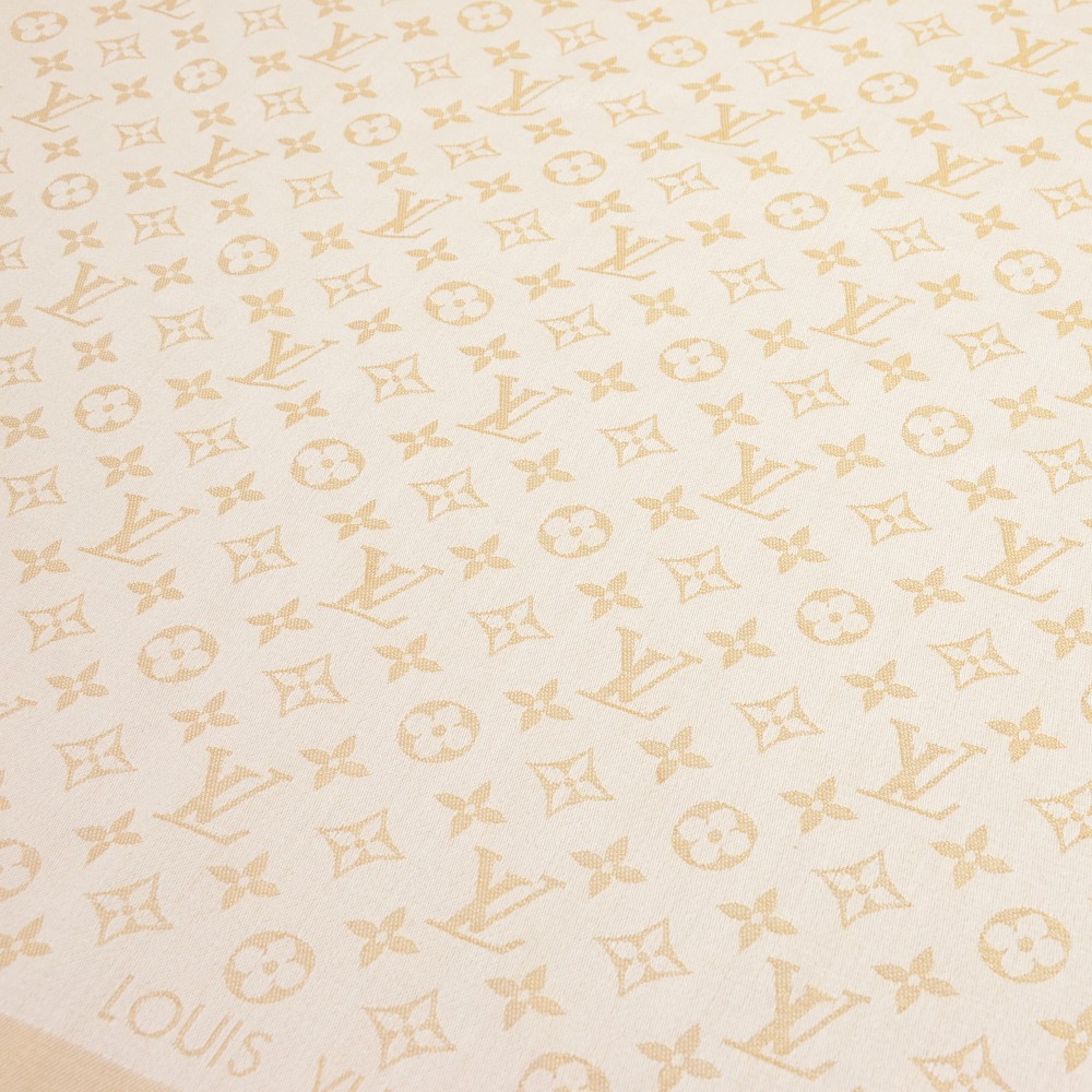 Louis Vuitton Louis Vuitton Gold & Beige Monogram Shine Silk Blend ...