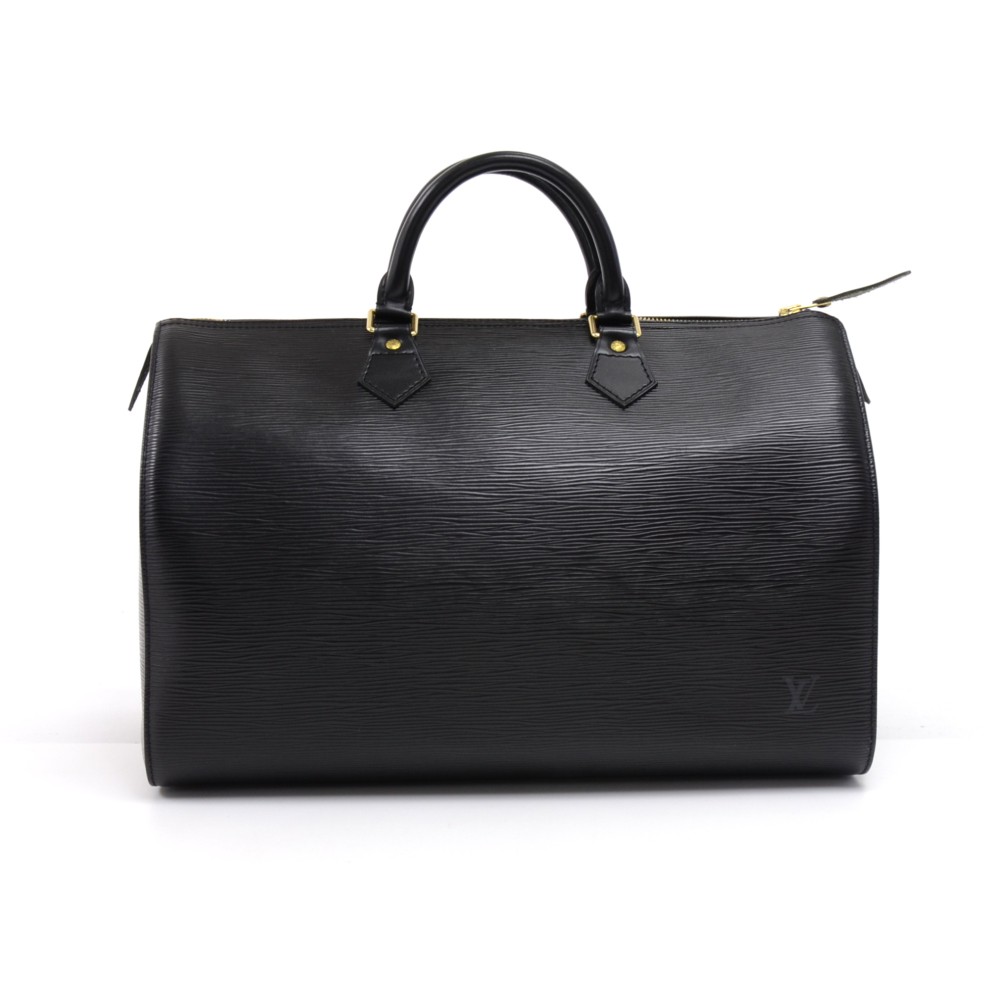 Louis Vuitton, Bags, Vintage Louis Vuitton Epi Speedy 35 Black Leather  Satchel Boston Bag Gold Lv Euc