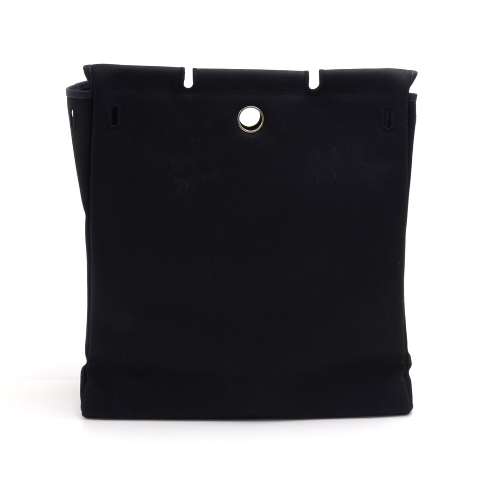 Hermes Hermes Herbag 40 MM 2 in 1 Black Canvas & Leather Shoulder Bag
