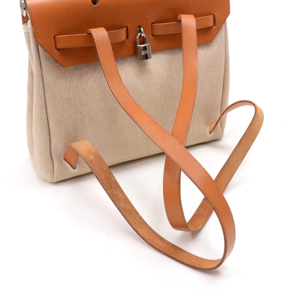 Hermès Herbag Backpack Sac a Dos 2 IN 1 Leather Metal ref.382462