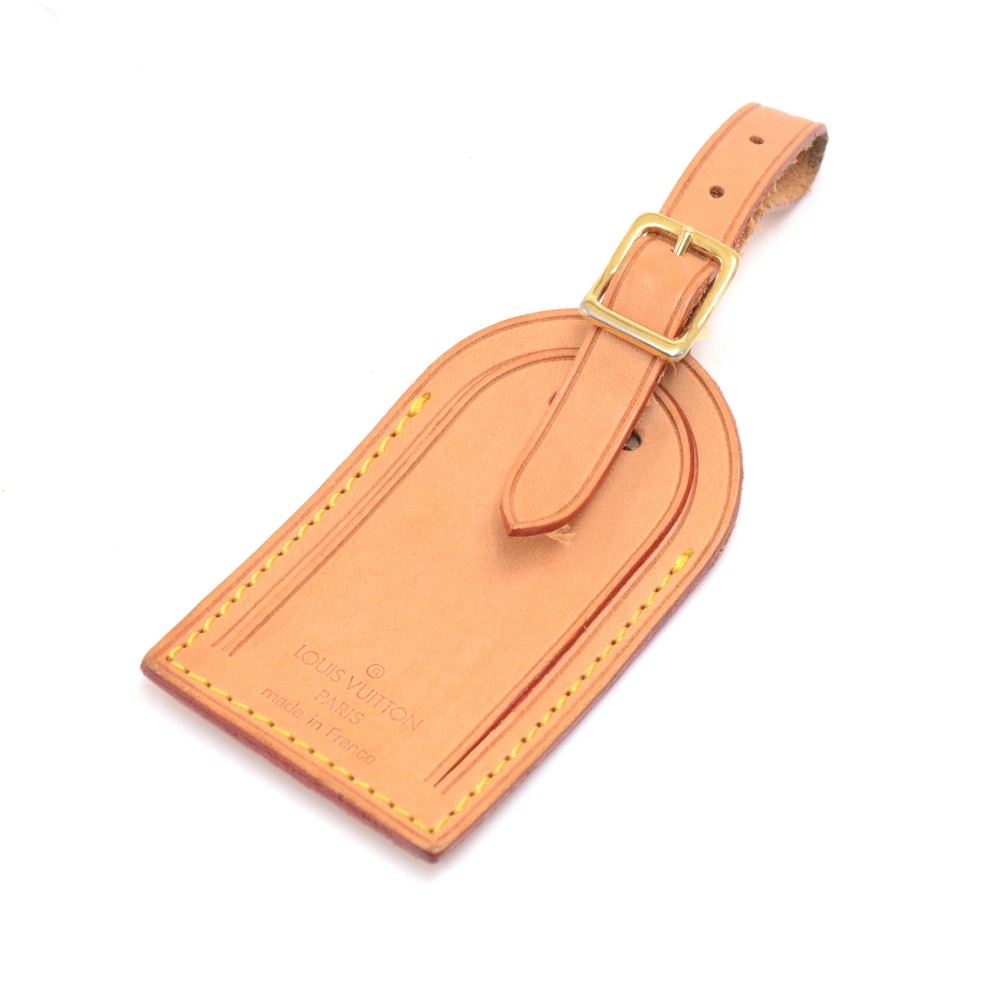 Pre-owned Louis Vuitton Vachetta Leather Luggage Name Tag In Beige