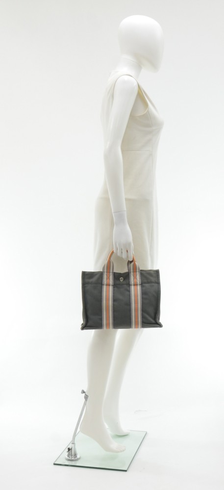 Hermes, Bags, Auth Hermes Fourre Tout Pm Hand Tote Bag Canvas Black Gray  Shopper Large Bag