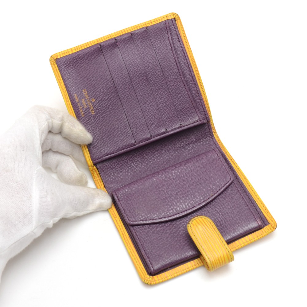 LOUIS VUITTON Epi leather Marco Vintage Bifold Wallet yellow/purple lining