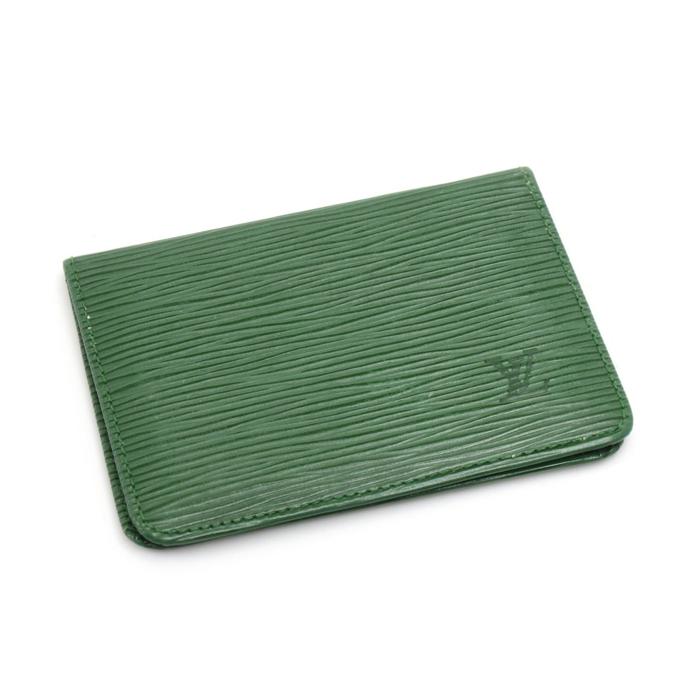 coin card holder leather small bag Louis Vuitton Green in Leather