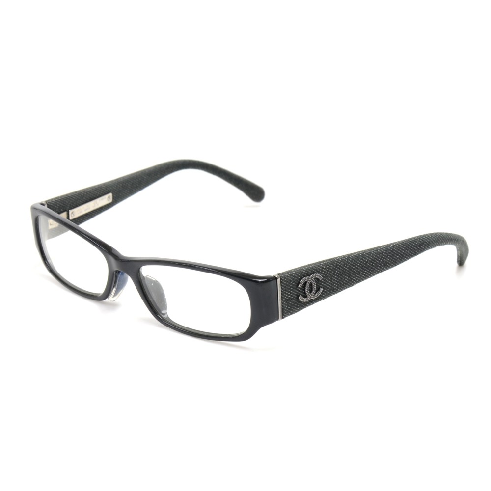 Chanel Chanel Black & Denim Frame Silver CC Logo Eyeglasses-3169-A