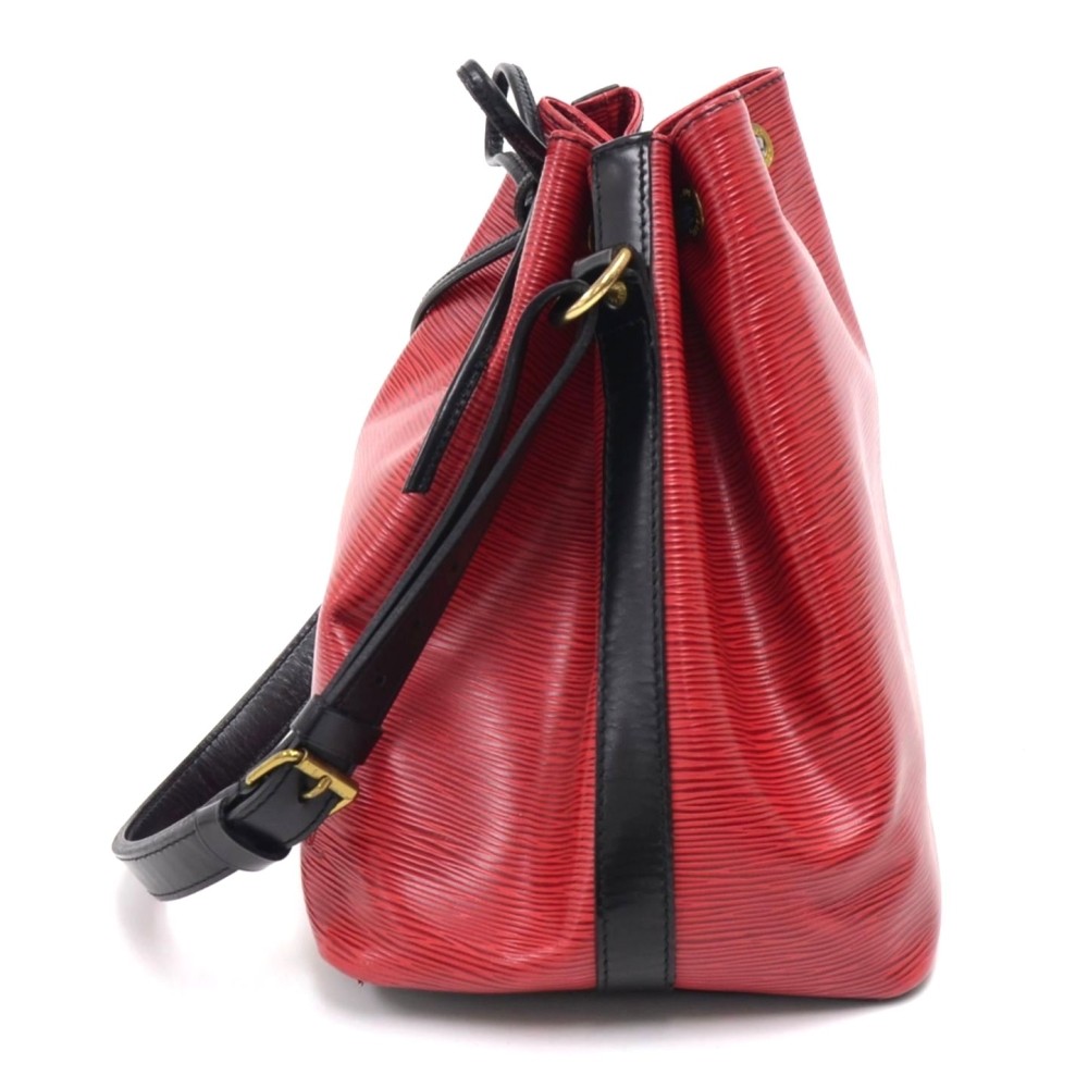 sac cabas louis vuitton petit noe en cuir epi bicolore rouge et noir