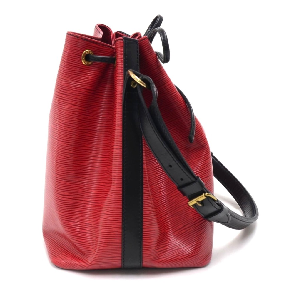 Louis Vuitton petit Noé shopping bag in red and black bicolor epi leather