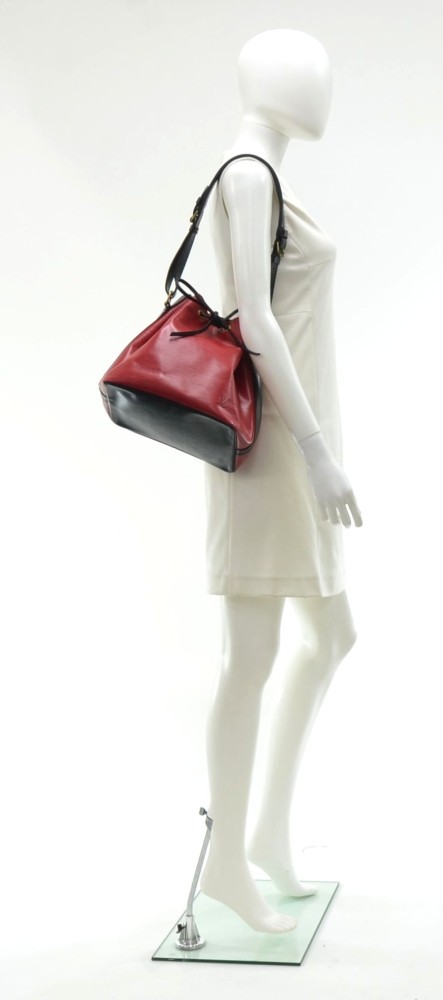 Authentic Louis Vuitton Bicolor, Large, Epi Noe Handbag, Red & Black
