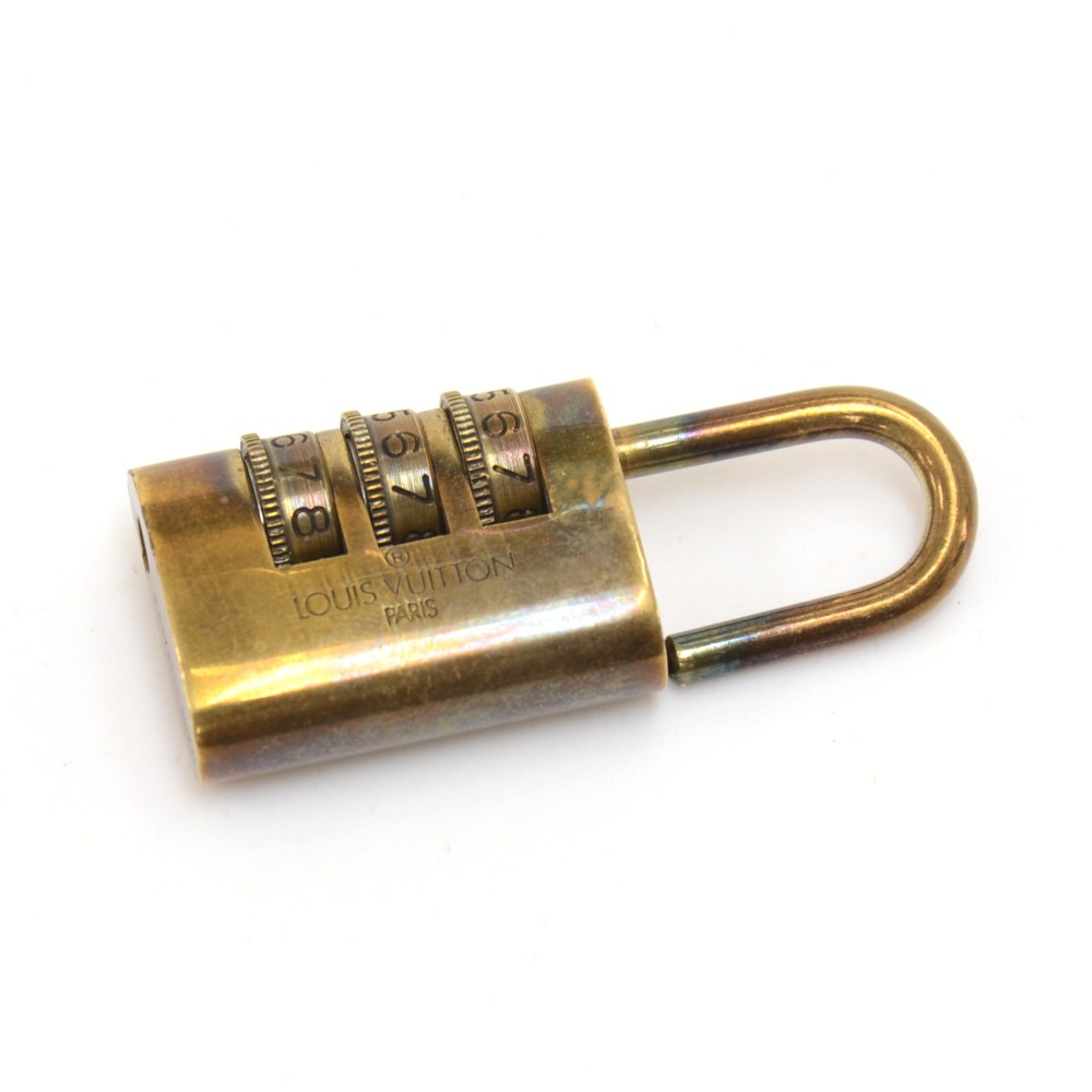 Repurposed vintage brass Louis Vuitton padlock 344 with layered