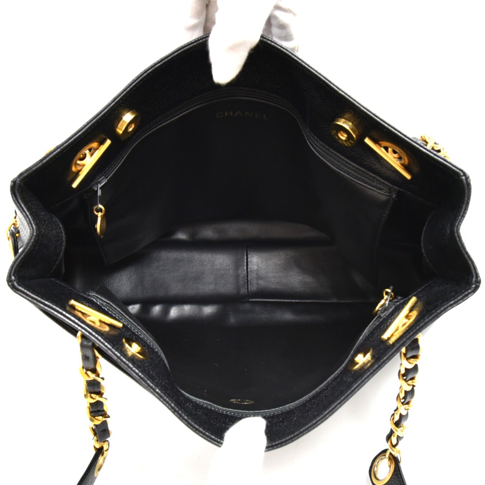 CHANEL VINTAGE BLACK CAVIAR LEATHER TOTE BAG for sale at auction
