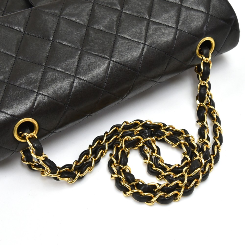 Chanel Vintage Chanel 2.55 10 Double Flap Black Quilted Leather