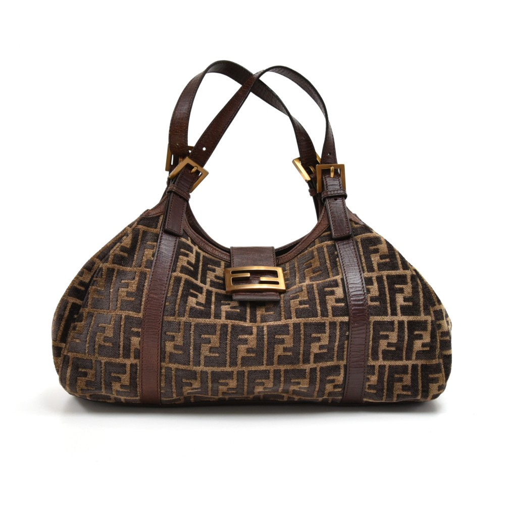 FENDI-Zucca-Print-PVC-Leather-Pouch-Hand-Bag-Brown-8BR592 – dct