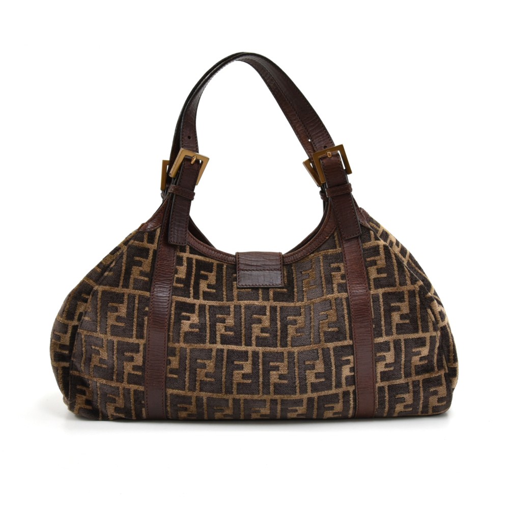 Fendi FENDI Zucca Canvas 2WAY Shoulder Handbag Brown P14377 – NUIR