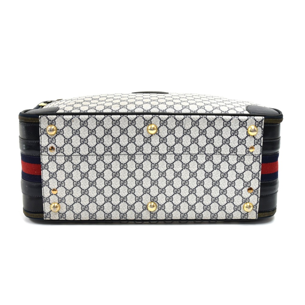 Gucci Vintage Gucci GG Navy Coated Canvas Hard Travel Trunk Suitcase