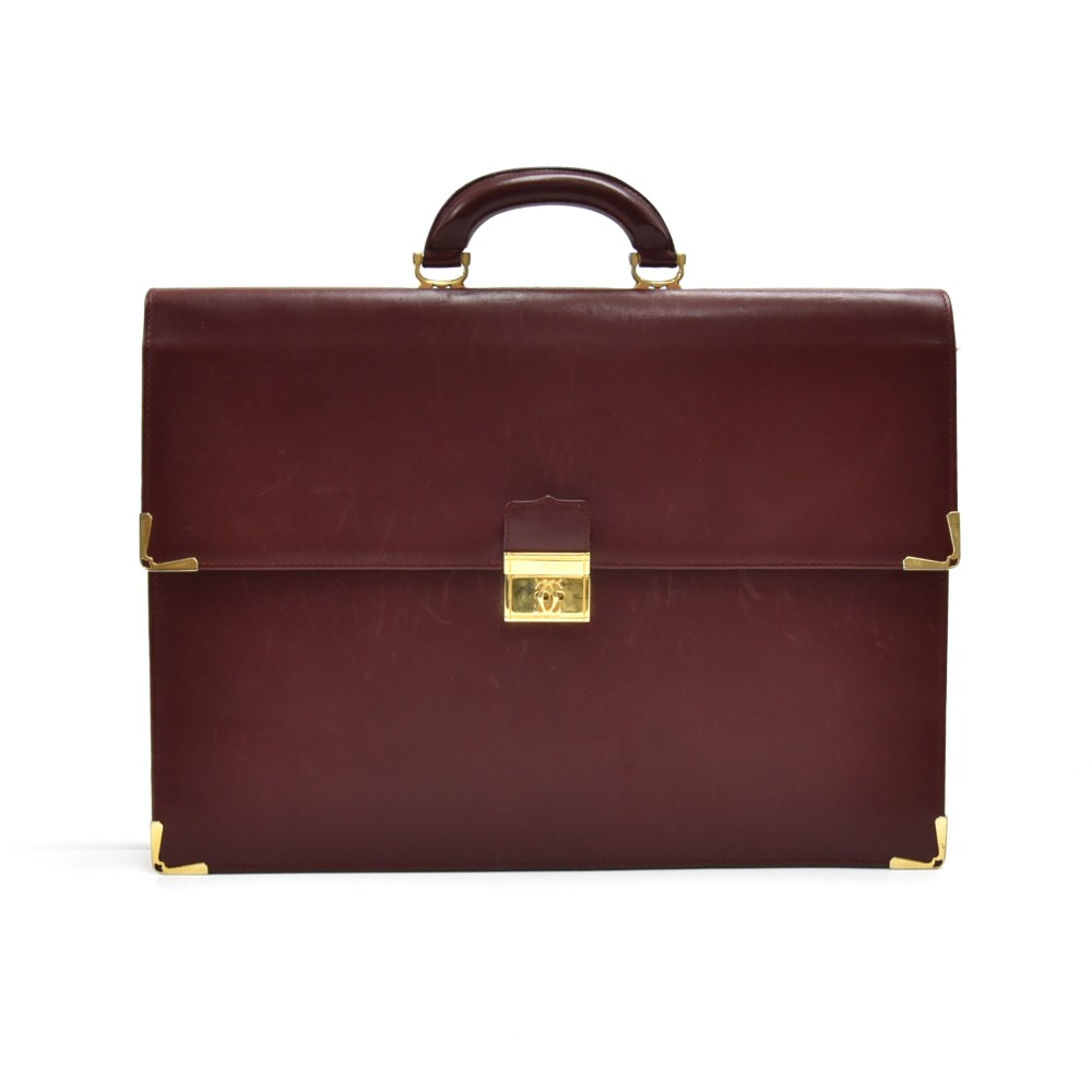 Cartier Vintage Cartier Burgundy Calfskin Leather Briefcase- Must de ...