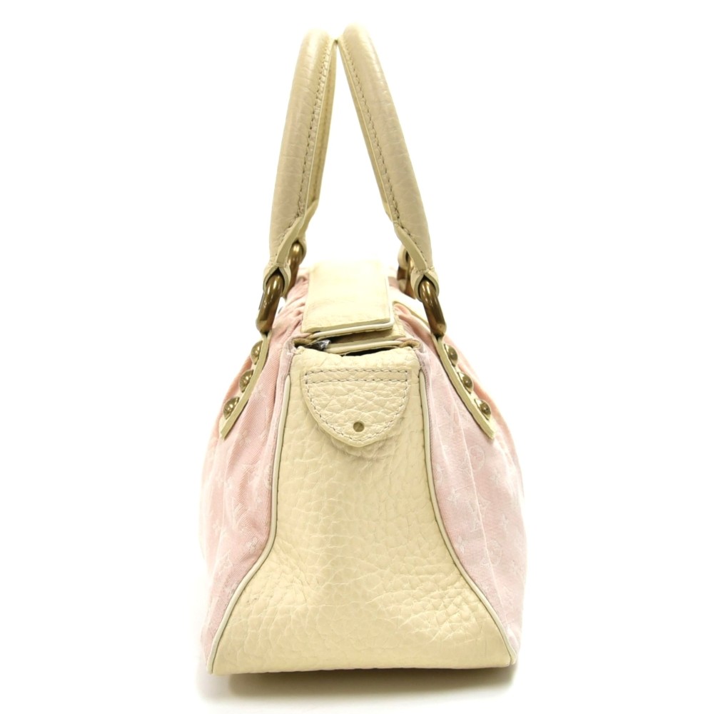 Louis Vuitton Monogram Mini-Lin Trapeze PM Hand Bag Cotton Pink Cream  Leather
