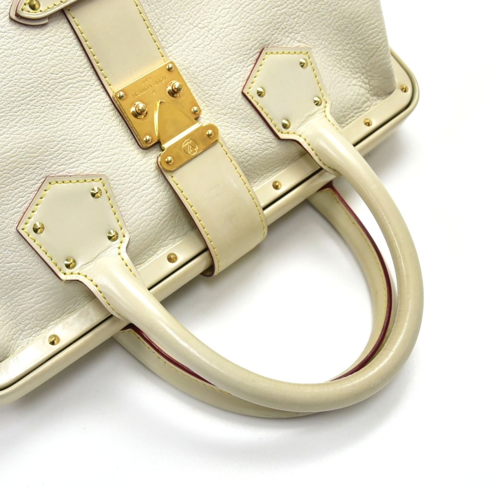 Louis Vuitton Suhali Cream Leather Studded Belt