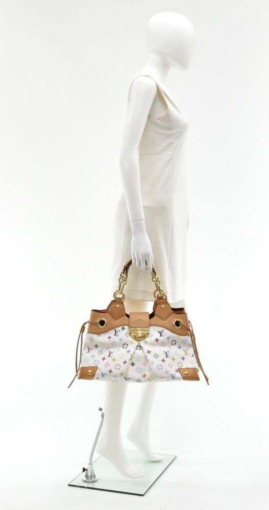 Authentic Louis Vuitton Ursula White Multicolor Monogram Canvas Satchel  Tote Bag