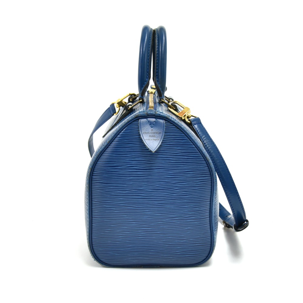 195. Louis VUITTON Bag Speedy blue epi leather, 26 cm…